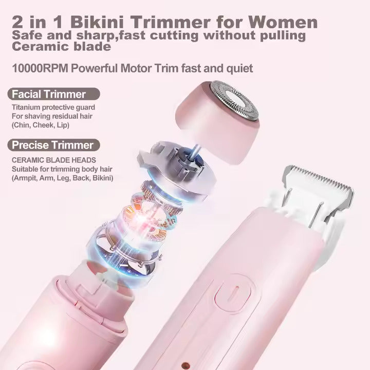 Electric Shaver for Women 2 in 1 Bikini Trimmer