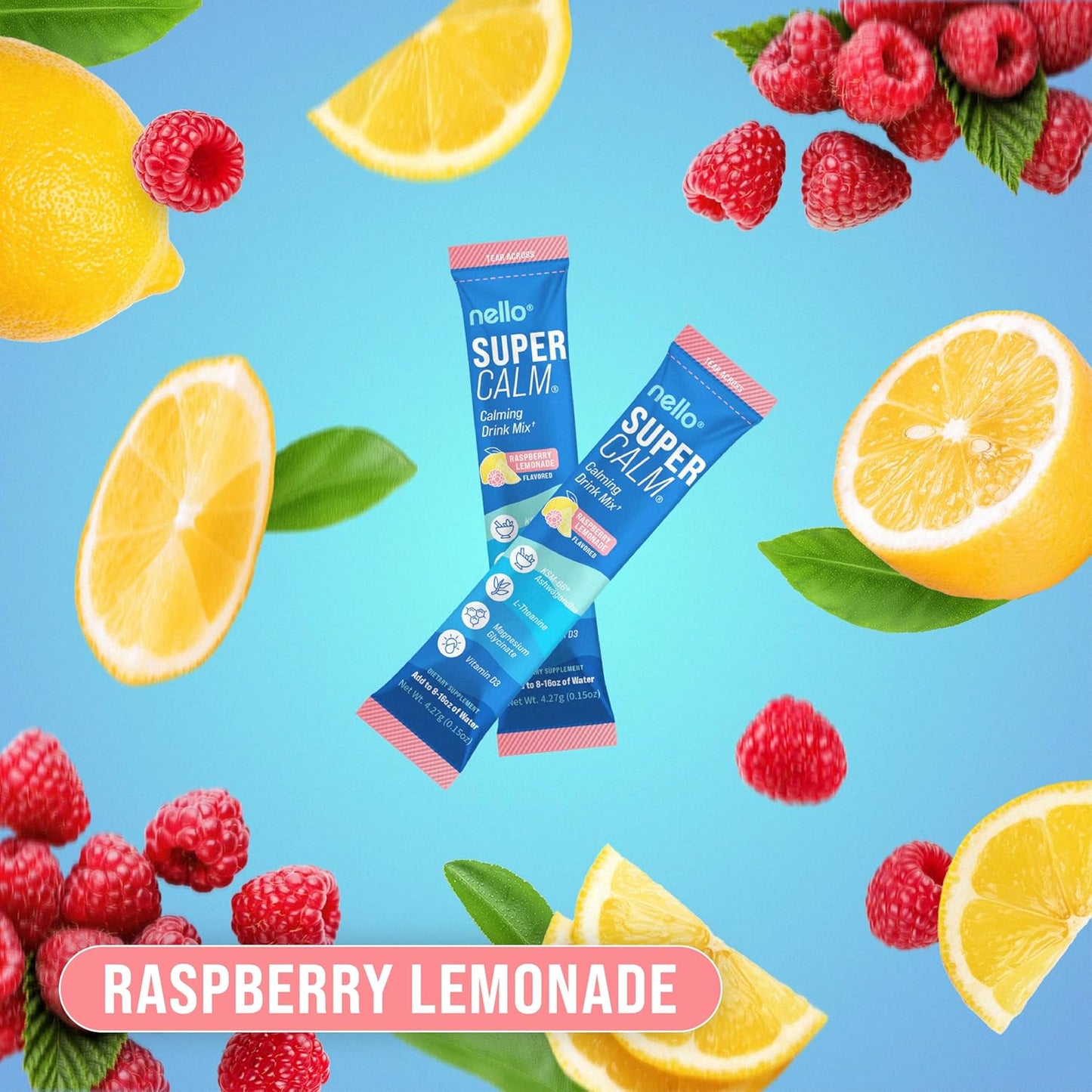 NELLO'S SUPERCALM Powdered Drink Mix, Raspberry Lemonade