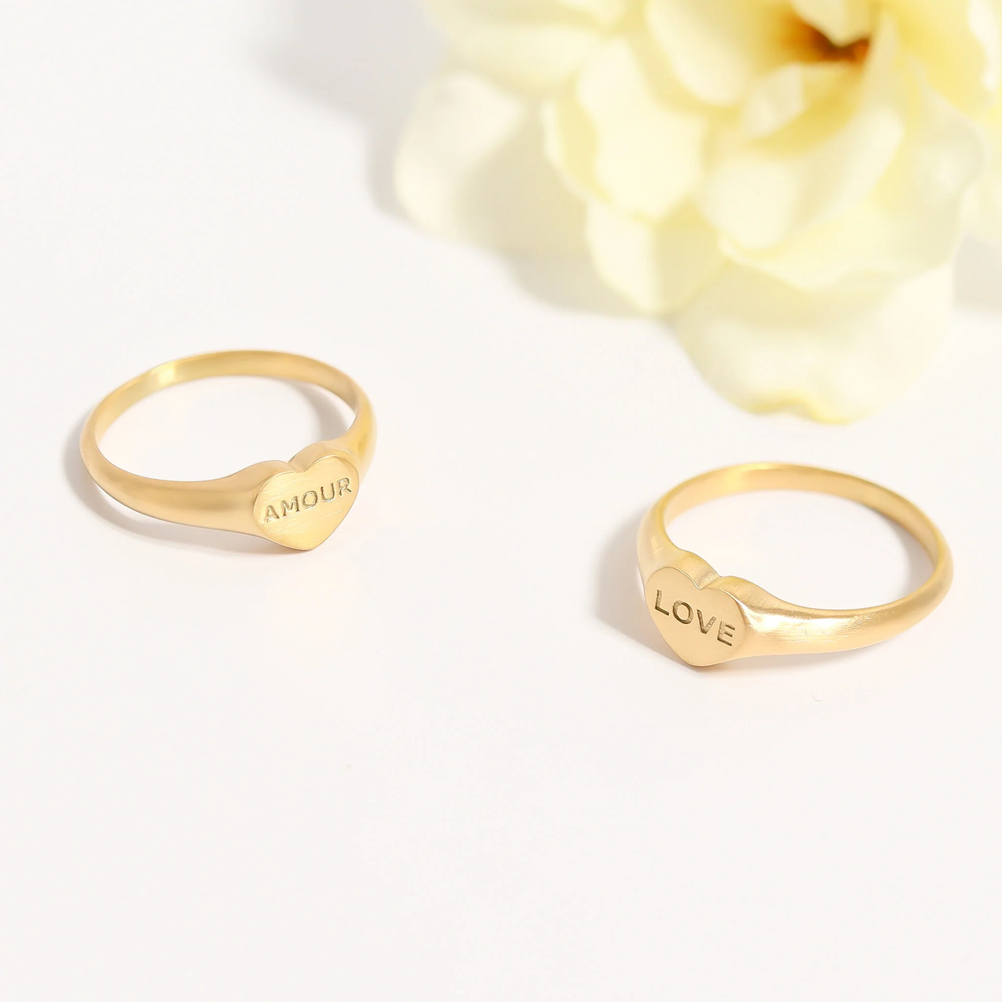 18K Gold PVD Stainless Steel Love Heart Signet Ring