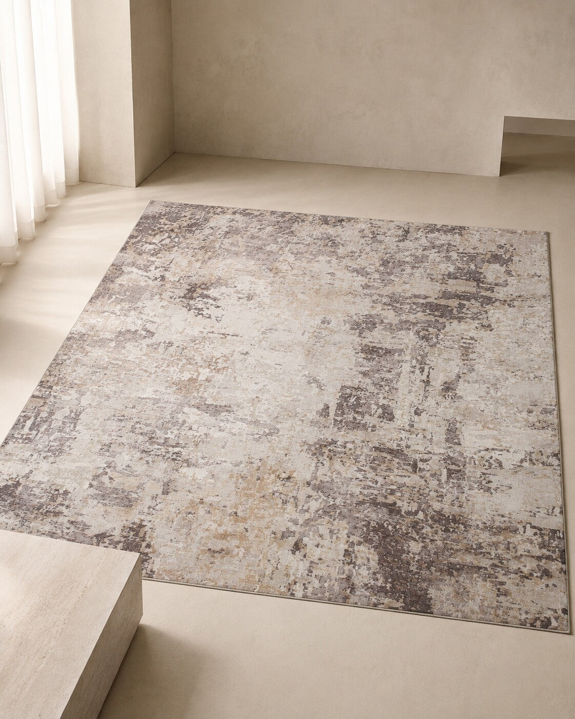Machine Washable Area Rug 5x7, Non-Slip Modern Abstract Floor Carpet for Living Room, Bedroom, Dining Room, Mixed-Brown
