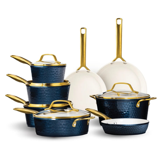 Gotham Steel Pro Forged Hammered 13pc Set in Navy Blue