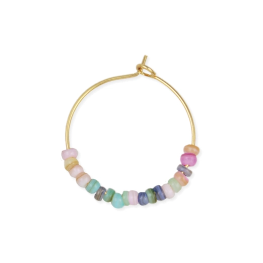 Beach Days Multi Bead Gold Hoop Earrings