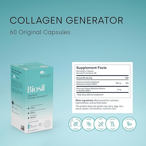 Biosil Collagen Generator - 60 Original Capsules - Generates & Protects Your Own Collagen - GMO Free - 30-Day Supply