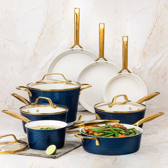 Gotham Steel Pro Forged Hammered 13pc Set in Navy Blue